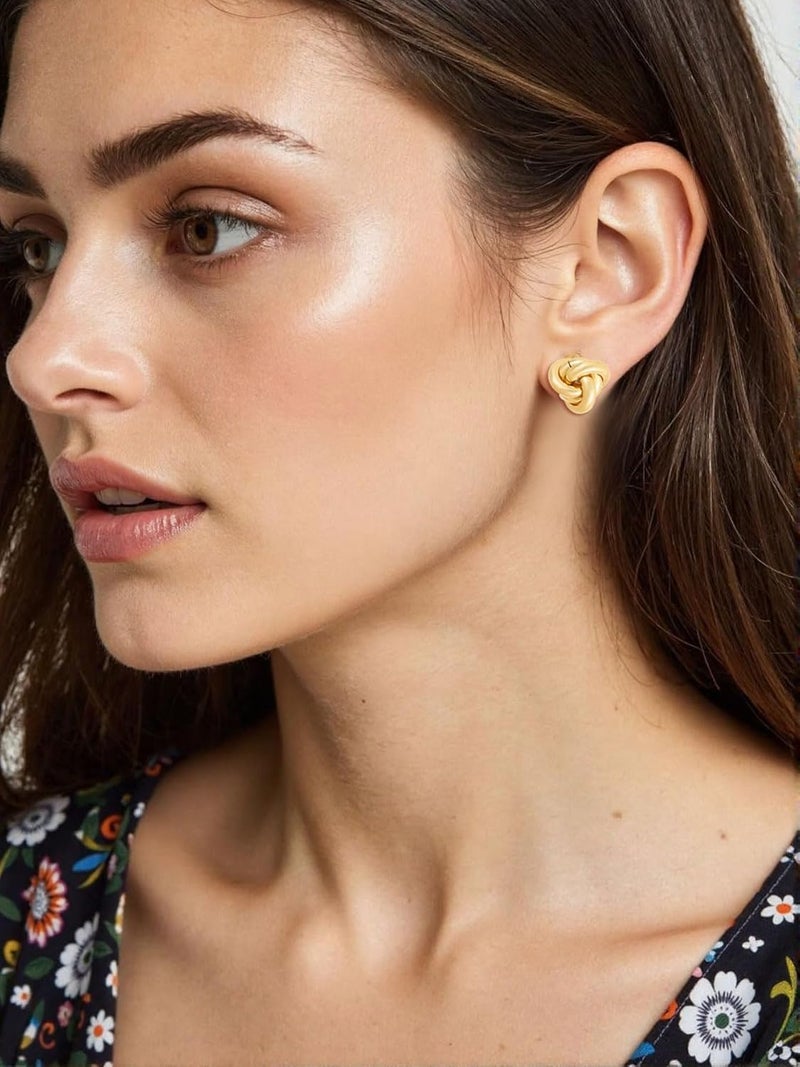 Spiritlele 14K Gold Plated Knot Earrings for Women Gold Silver Earrings Heart Link Drop Dangle Earring Chunky Golden Knotted Statement Jewelry - Image 3